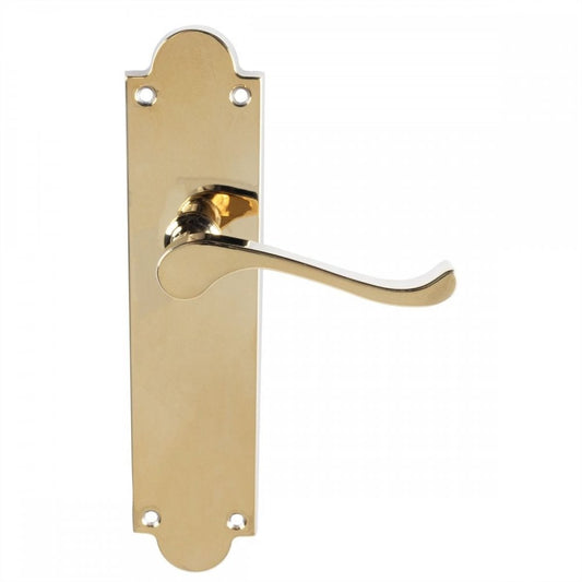 Carlisle Brass Polished Brass Latch Victorian Scroll Lever On Shaped Backplate - (Contract Range) CBS67