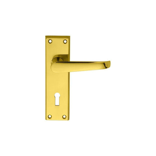 Carlisle Brass Polished Brass Lock Standard 150mmx42.5mm Blister Pack Victorian Lever on Backplate M30/BP