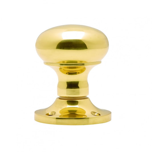 Carlisle Brass Polished Brass Mushroom Mortice Knob Unsprung 56mm Dia Rose 52mm Dia Knob M35US