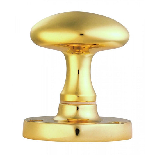 Carlisle Brass Polished Brass Oval Mortice Knob 61mm Dia.Rose 55mm x 37mm Knob, 73mm Projection M34