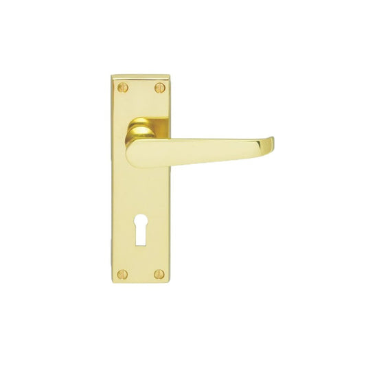 Carlisle Brass Polished Brass Standard Lock Blister Pack 155mmx40mm Contract Victorian Lever on Backplate CBV30/BP