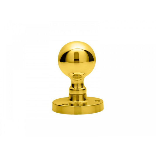 Carlisle Brass Polished Brass Victorian Ball Mortice Knob 61mm Dia.Rose 45mm Dia Knob, 82mm Projection M48