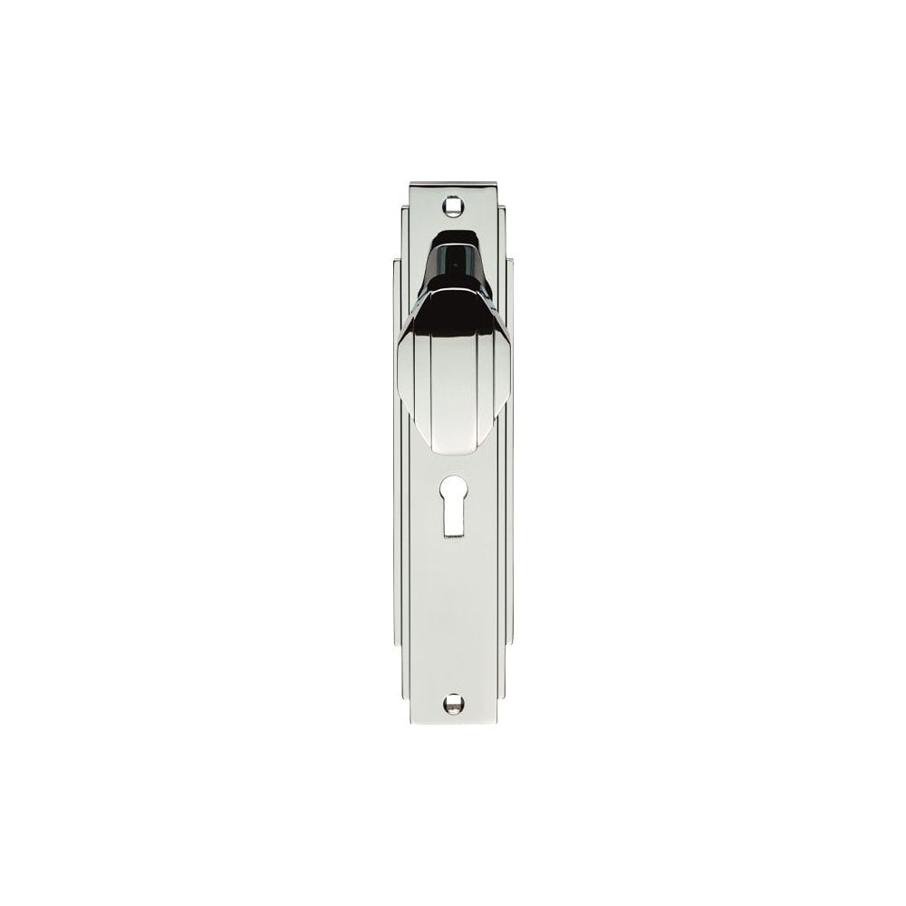 Carlisle Brass Polished Chrome Art Deco Knob On Backplate With Lock Profile ADR021CP