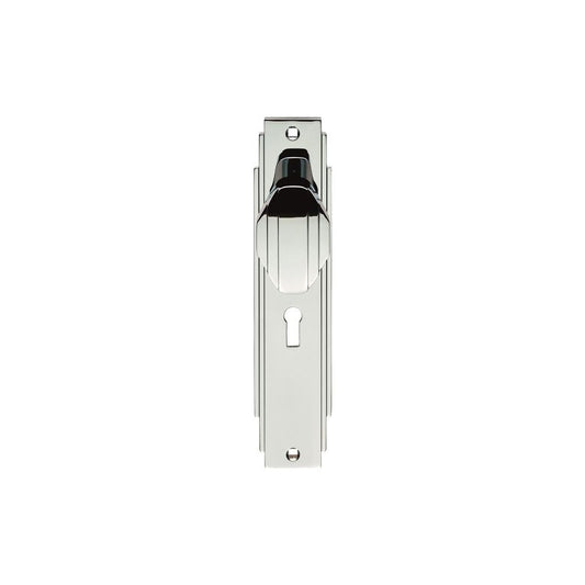Carlisle Brass Polished Chrome Art Deco Knob On Backplate With Lock Profile ADR021CP