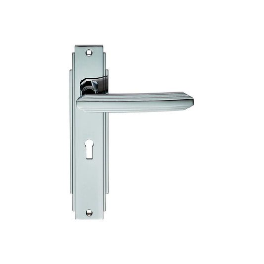 Carlisle Brass Polished Chrome Art Deco Lever On Backplate | Lock Profile ADR011CP
