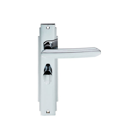 Carlisle Brass Polished Chrome Art Deco Lever On Backplate With Bathroom Profile ADR013CP