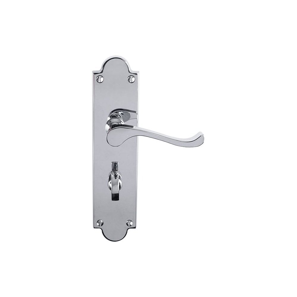 Carlisle Brass Polished Chrome Bathroom Victorian Scroll Lever On Shaped Backplate - (Contract Range) CBS68WCCP
