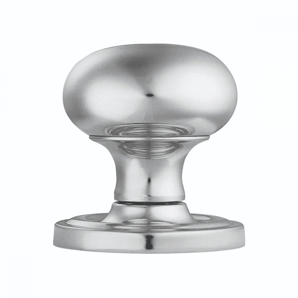 Carlisle Brass Polished Chrome Concealed Fix Mushroom Mortice Knob 64mm Dia Rose 58mm Dia Knob, 71mm Projection M35CCP