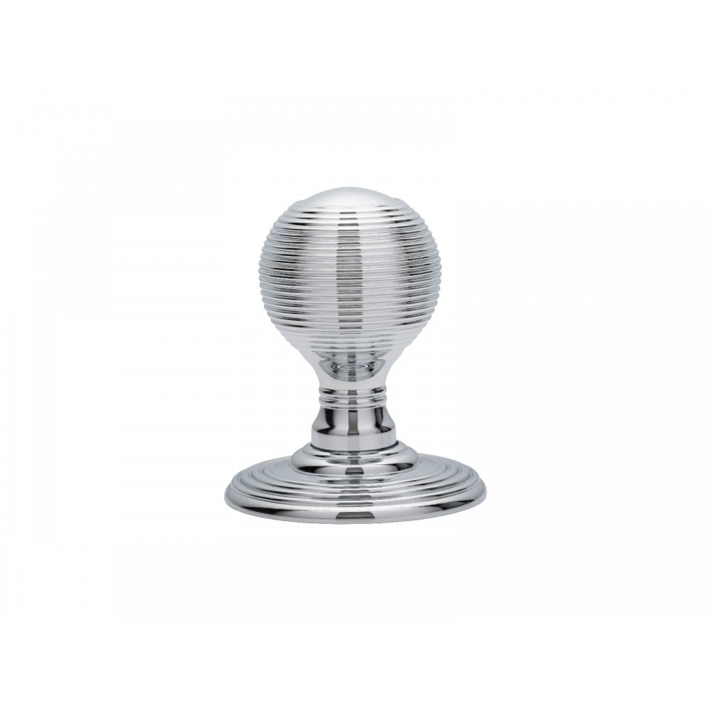 Carlisle Brass Polished Chrome Delamain Reeded Knob 70mm Dia Rose, 50mm Dia Knob DK37CCP