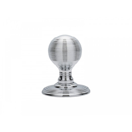 Carlisle Brass Polished Chrome Delamain Reeded Knob 70mm Dia Rose, 50mm Dia Knob DK37CCP