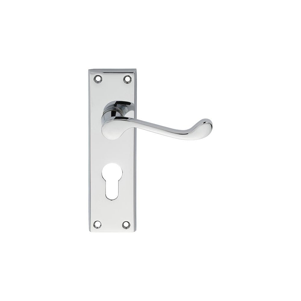 Carlisle Brass Polished Chrome Euro Lock Boxed 150mmx43mm Victorian Scroll Lever on Backplate DL54YCP