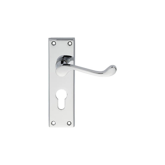 Carlisle Brass Polished Chrome Euro Lock Boxed 150mmx43mm Victorian Scroll Lever on Backplate DL54YCP