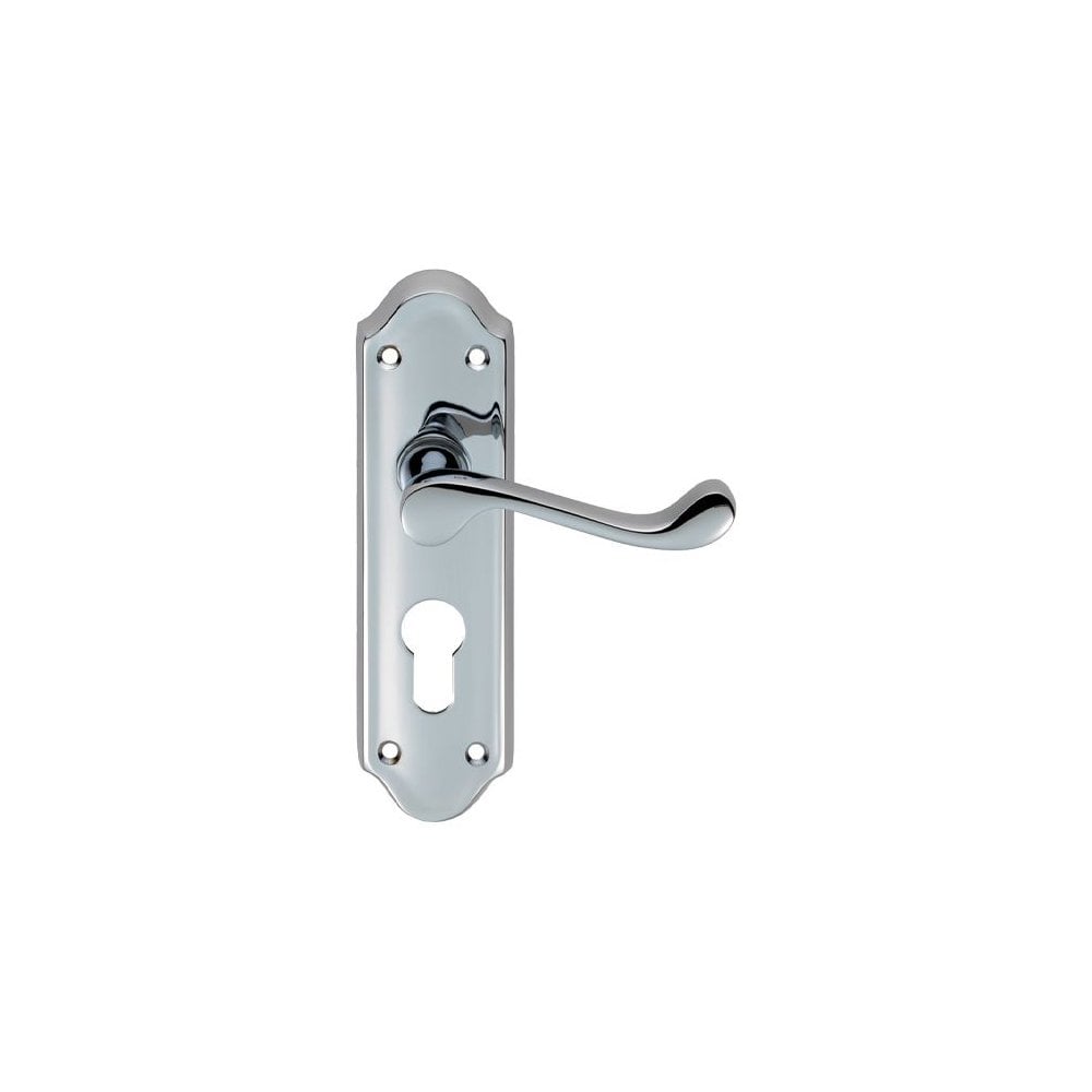 Carlisle Brass Polished Chrome Euro Lock Boxed 168mmx48mm Ashtead Lever on Backplate DL17YCP