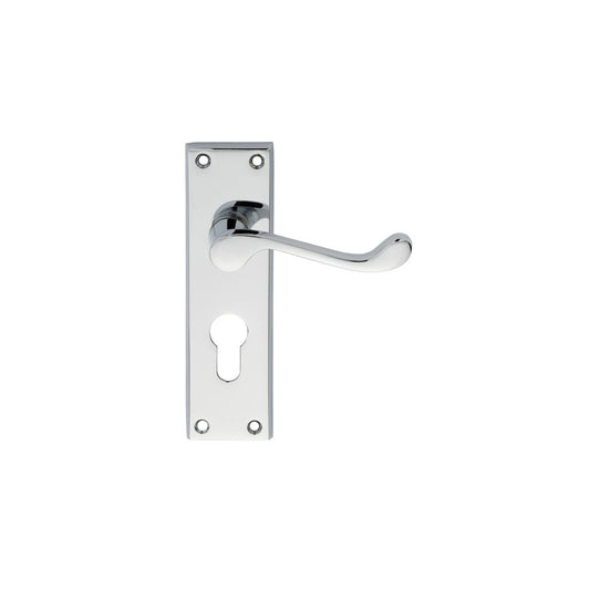 Carlisle Brass Polished Chrome Euro Lock Boxed Contract Victorian Scroll Lever on Backplate CBS54YCP