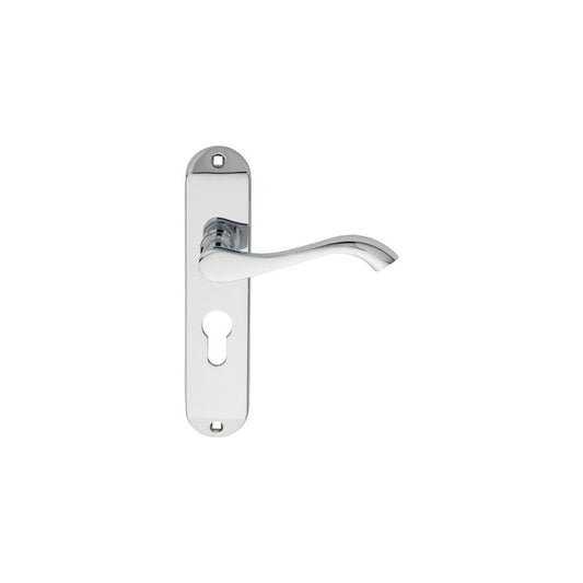 Carlisle Brass Polished Chrome Euro Profile 180mmx40mm, 47.5mm Centres Andros Lever on Backplate DL180YCP