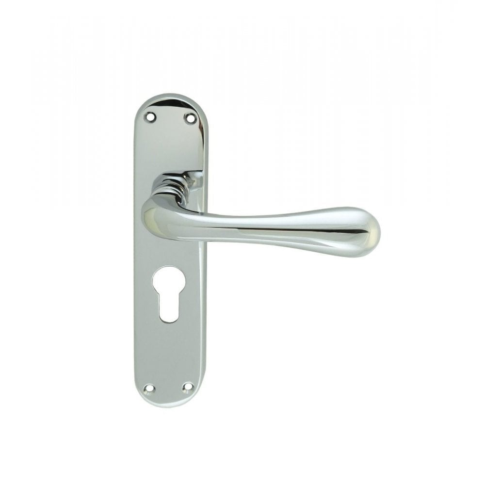 Carlisle Brass Polished Chrome Euro Profile 185mmx42mm, 47.5mm Centres Astro Lever on Backplate EL21YCP