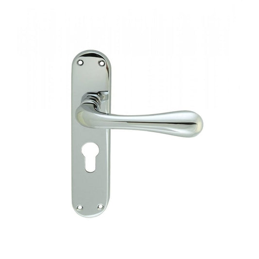 Carlisle Brass Polished Chrome Euro Profile 185mmx42mm, 47.5mm Centres Astro Lever on Backplate EL21YCP