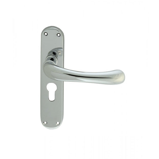 Carlisle Brass Polished Chrome Euro Profile Ibra Lever on Backplate Range 185mmx42mm 47.5mm Centre EL11YCP