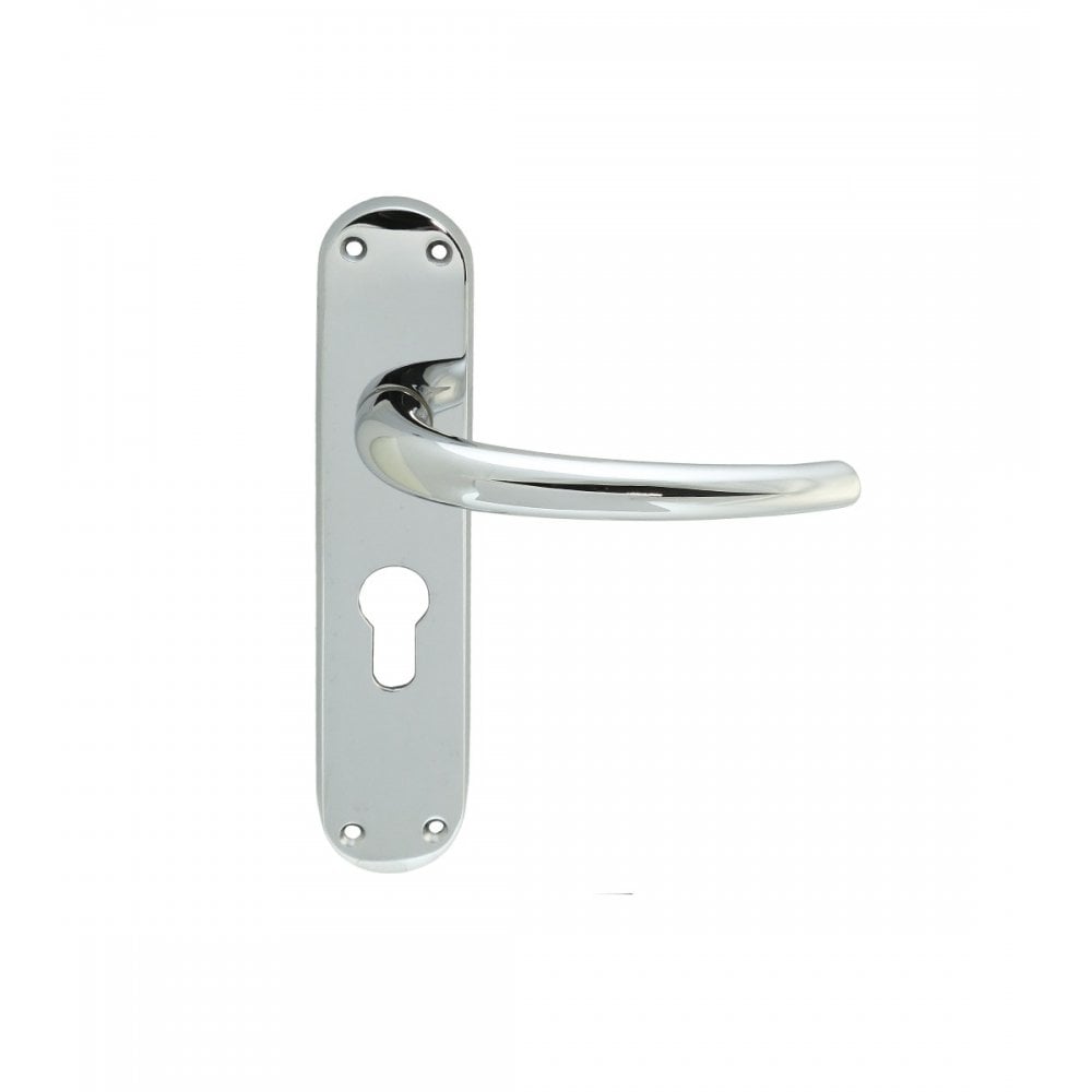 Carlisle Brass Polished Chrome Euro Profile Lilla Lever on Backplate 185mmx42mm, 47.5mm Centres EL31YCP