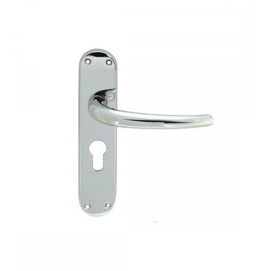 Carlisle Brass Polished Chrome Euro Profile Lilla Lever on Backplate 185mmx42mm, 47.5mm Centres EL31YCP