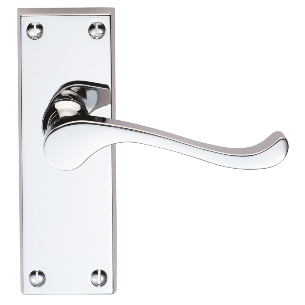 Carlisle Brass Polished Chrome Latch Boxed 118mmx43mm Victorian Scroll Lever on Backplate DL55CP