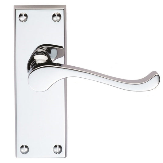 Carlisle Brass Polished Chrome Latch Boxed Contract Victorian Scroll Lever on Backplate CBS55CP