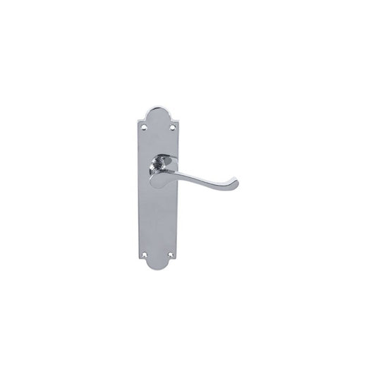 Carlisle Brass Polished Chrome Latch Victorian Scroll Lever On Shaped Backplate - (Contract Range) CBS67CP