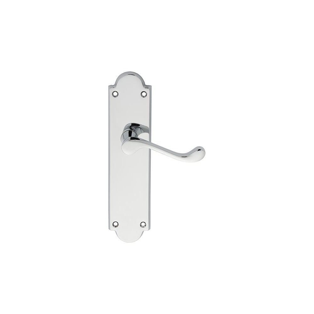 Carlisle Brass Polished Chrome Latch Victorian Scroll Lever on Shaped Backplate M67CP