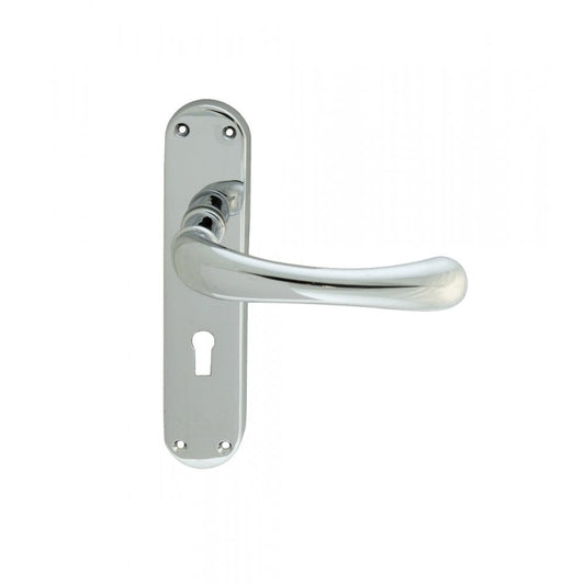 Carlisle Brass Polished Chrome Lock Profile Ibra Lever on Backplate Range 185mmx42mm EL11CP