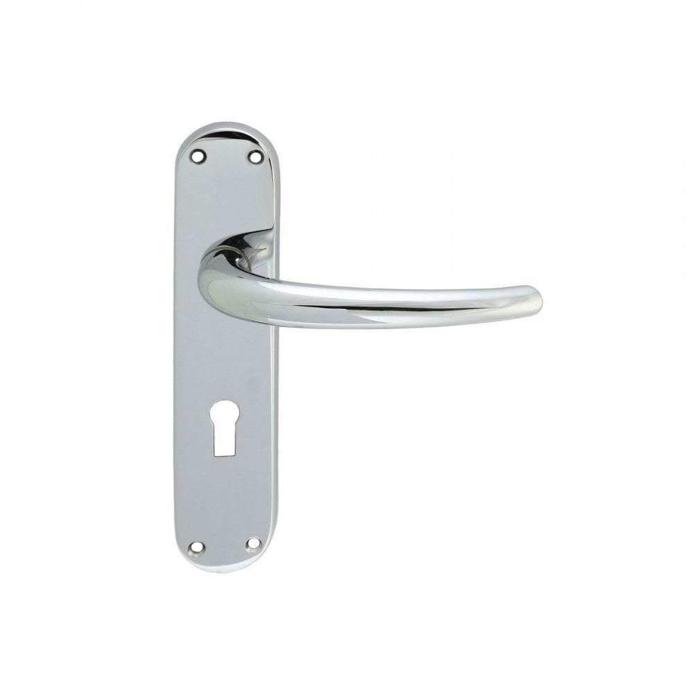 Carlisle Brass Polished Chrome Lock Profile Lilla Lever on Backplate 185mmx42mm EL31CP