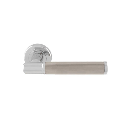 Carlisle Brass Polished Chrome/Satin Nickel Image Lines Lever On Round Rose Handle SZM270CPSN