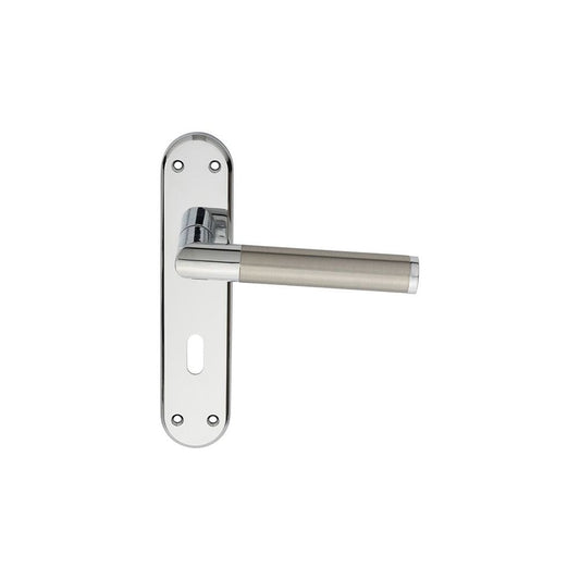 Carlisle Brass Polished Chrome/Satin Nickel Lock Profile 180mmx40mm Scope Lever on Backplate SZM044CPSN
