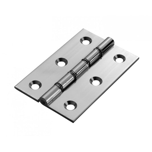 Carlisle Brass Polished Chrome Square Double Steel Washered Brass Butt Hinge 76mmx50mmx2mm HDSW1CP