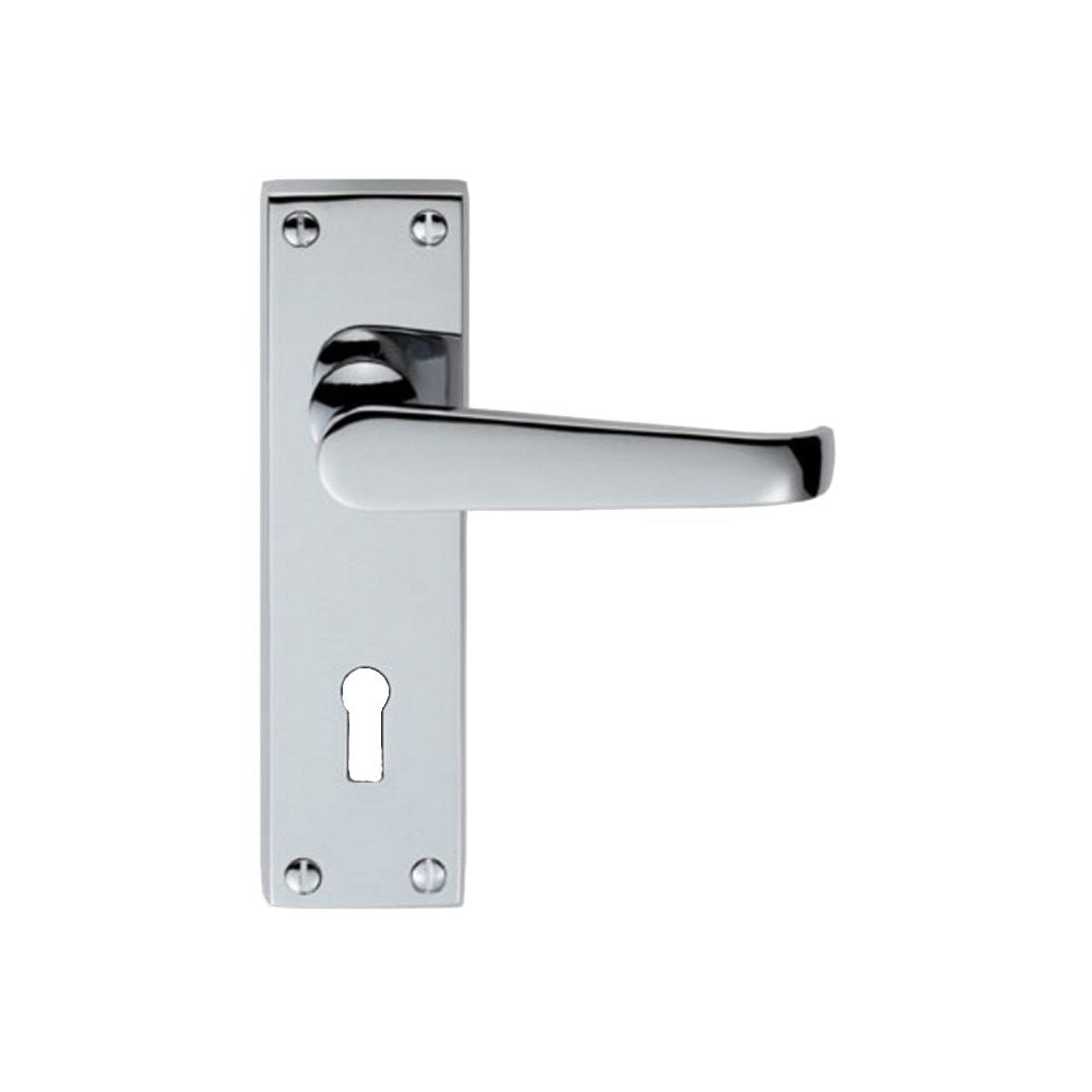 Carlisle Brass Polished Chrome Standard Lock 150mmx42.5mm Blister Pack Victorian Lever on Backplate M30CP/BP