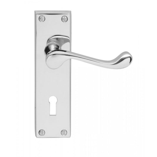 Carlisle Brass Polished Chrome Standard Lock Blister Pack Contract Victorian Scroll Lever on Backplate CBS54CP/BP