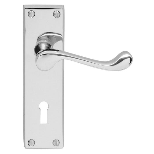 Carlisle Brass Polished Chrome Standard Lock Boxed Contract Victorian Scroll Lever on Backplate CBS54CP