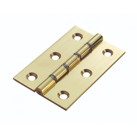 Carlisle Brass Polished Lacquered Square Double Steel Washered Brass Butt Hinge 76mmx50mmx2mm HDSW1/BP