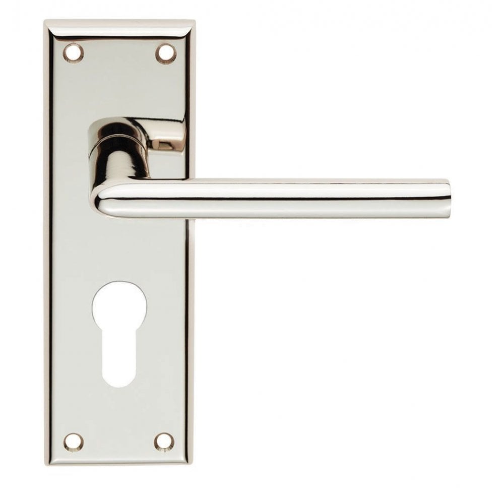 Carlisle Brass Polished Nickel Euro Profile Dieci Lever on Backplate SZR011YPN