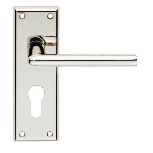Carlisle Brass Polished Nickel Euro Profile Dieci Lever on Backplate SZR011YPN
