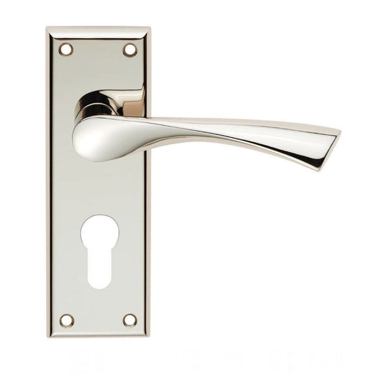 Carlisle Brass Polished Nickel Euro Profile Venti Lever on Backplate SZR021YPN