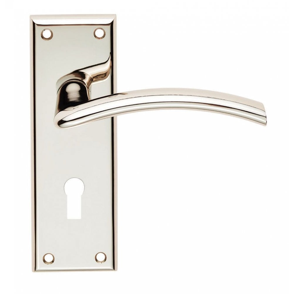 Carlisle Brass Polished Nickel Lock Profile Trenta Lever on Backplate SZR031PN