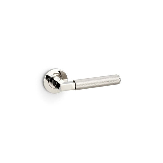 Carlisle Brass Polished Nickel PVD Hurricane Knurled Lever on Round Rose Handle Pair AW200PNPVD