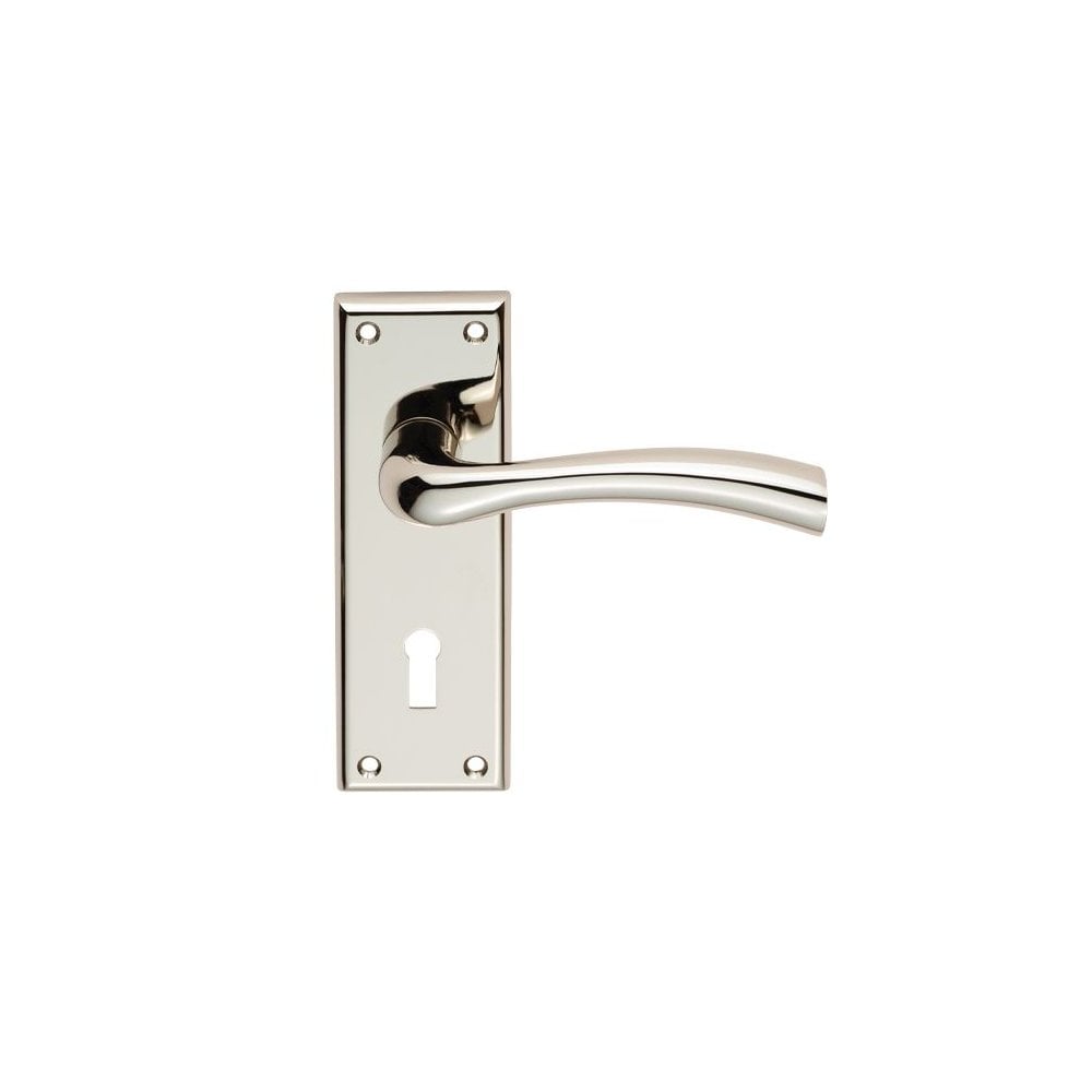 Carlisle Brass Polished Nickel Standard Lock Retail Packaging Cinquanta Lever on Backplate SZR051PN/RP
