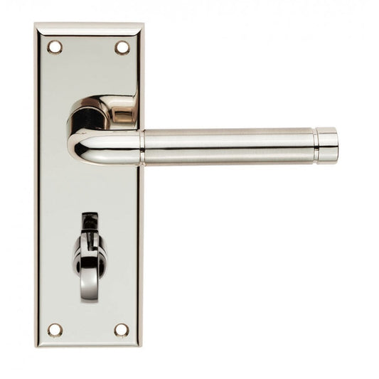Carlisle Brass Quaranta Lever on Latch Backplate Polished/Satin Nickel Bathroom Boxed SZR043PNSN