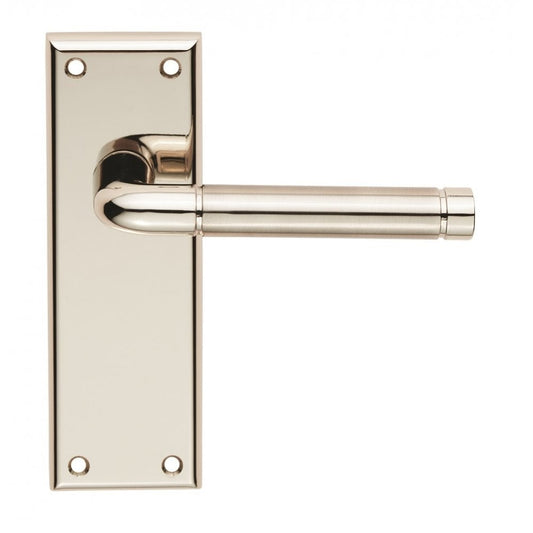 Carlisle Brass Quaranta Lever on Latch Backplate Polished/Satin Nickel Latch Boxed SZR042PNSN