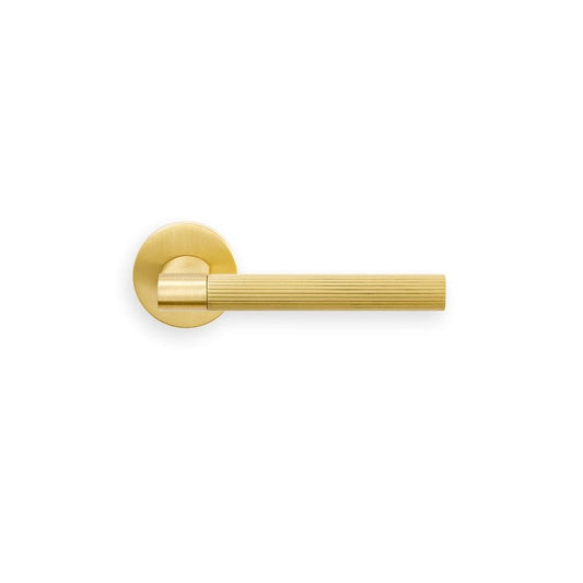 Carlisle Brass Satin Brass Hey Riga lever handle on threaded rose HR5SB
