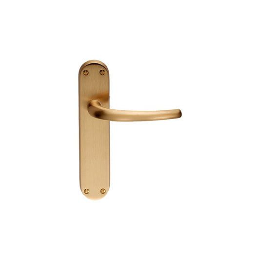 Carlisle Brass Satin Brass Latch 185mmx42mm Lilla Lever on Backplate EL32SB