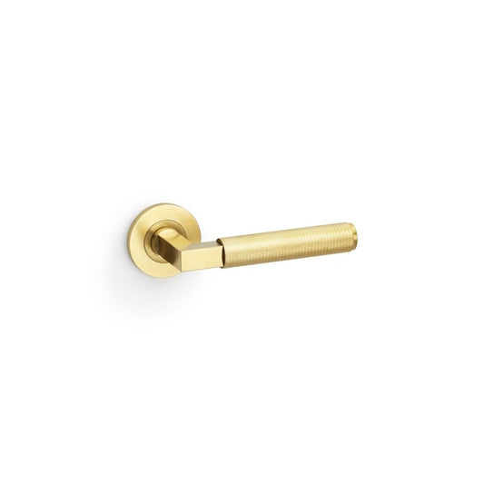 Carlisle Brass Satin Brass PVD Hurricane Knurled Lever on Round Rose Handle Pair AW200SBPVD