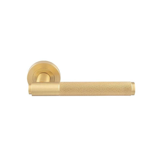 Carlisle Brass Satin Brass Syntax Lever On round Rose SX5SB
