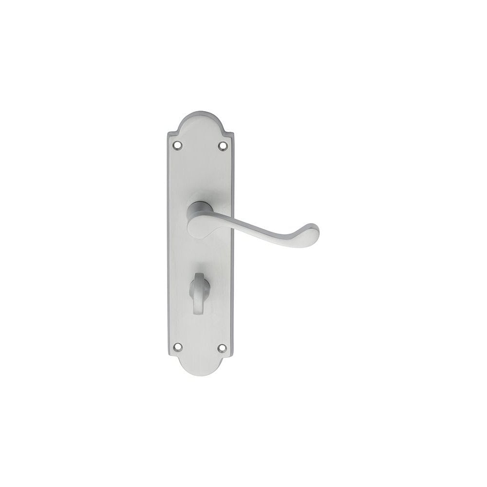 Carlisle Brass Satin Chrome Bathroom Victorian Scroll Lever on Shaped Backplate M68WCSC